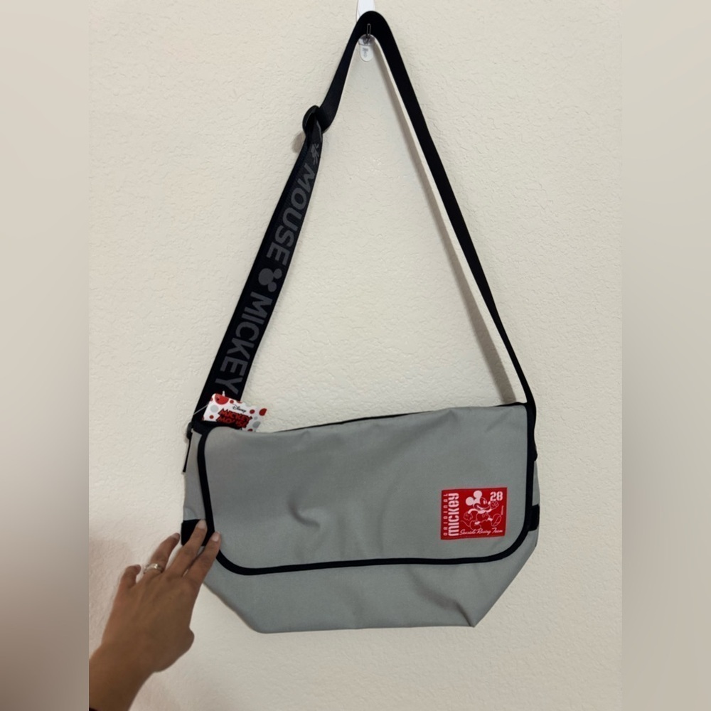 Disney Original Mickey Seaside Racing Vinyl Messenger Bag Gray NWT